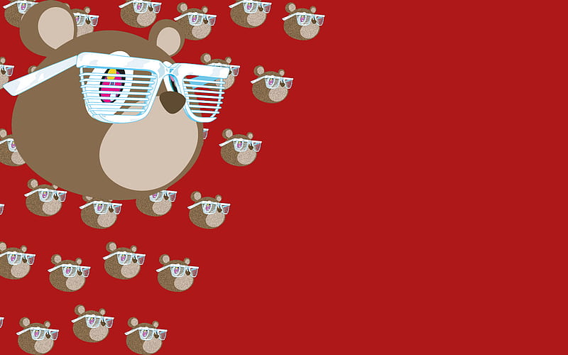 Teddy Bear With Shutter Glasses, teddy bears, kanye west, shutter glasses, abstract, glasss, stunna shades, HD wallpaper