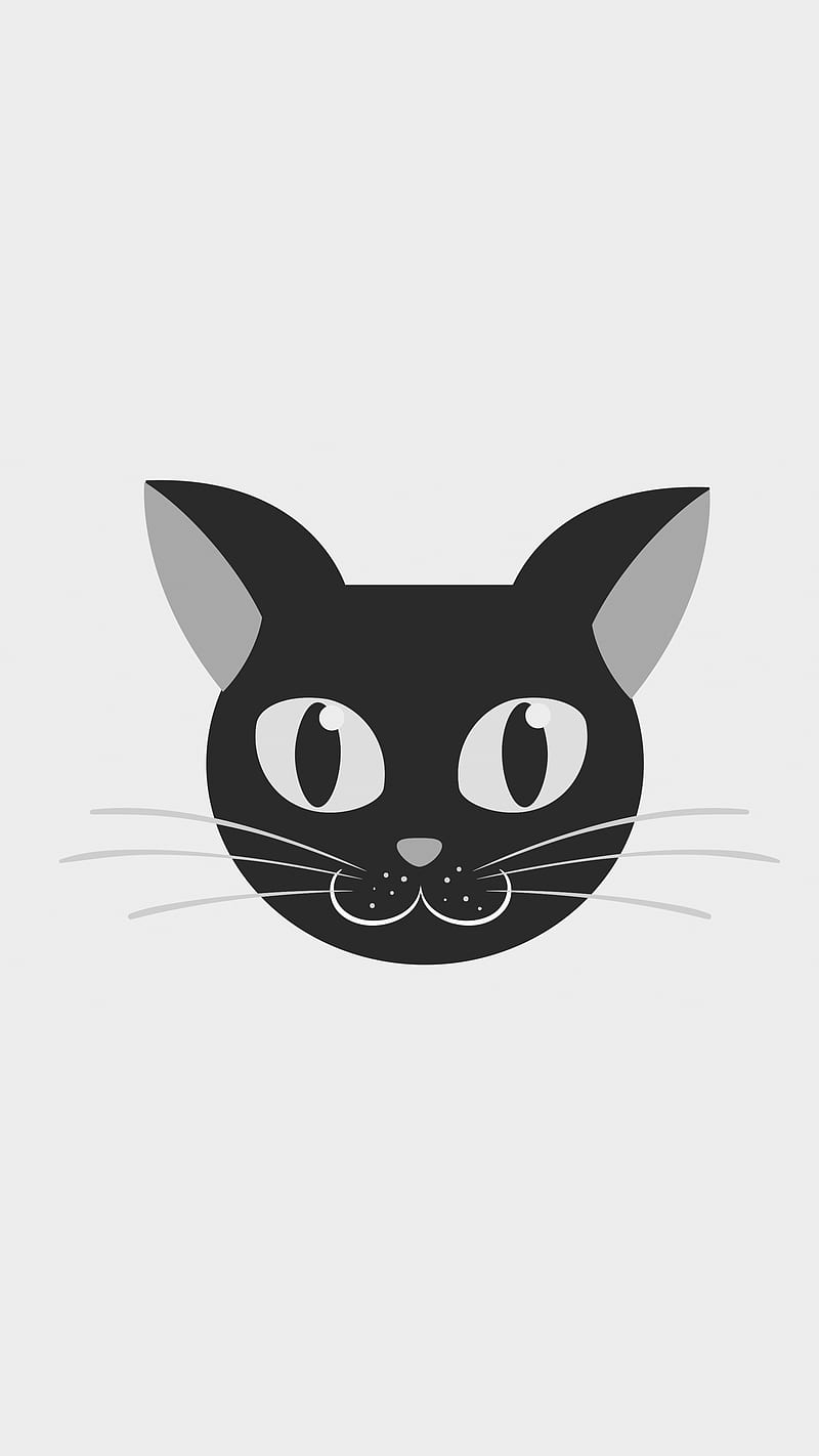 Kitteh, 929, black, cat, cool, feline, kitten, minimal, new, vector, white, HD phone wallpaper