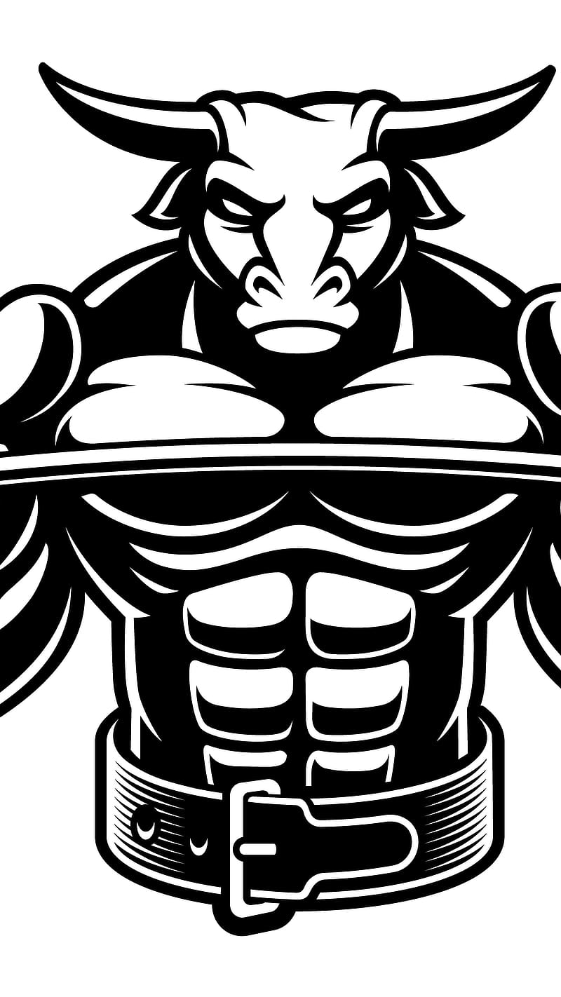 Gym, Bull Lifting Barebell, bull, lifting barebell, biceps, logo, HD phone wallpaper