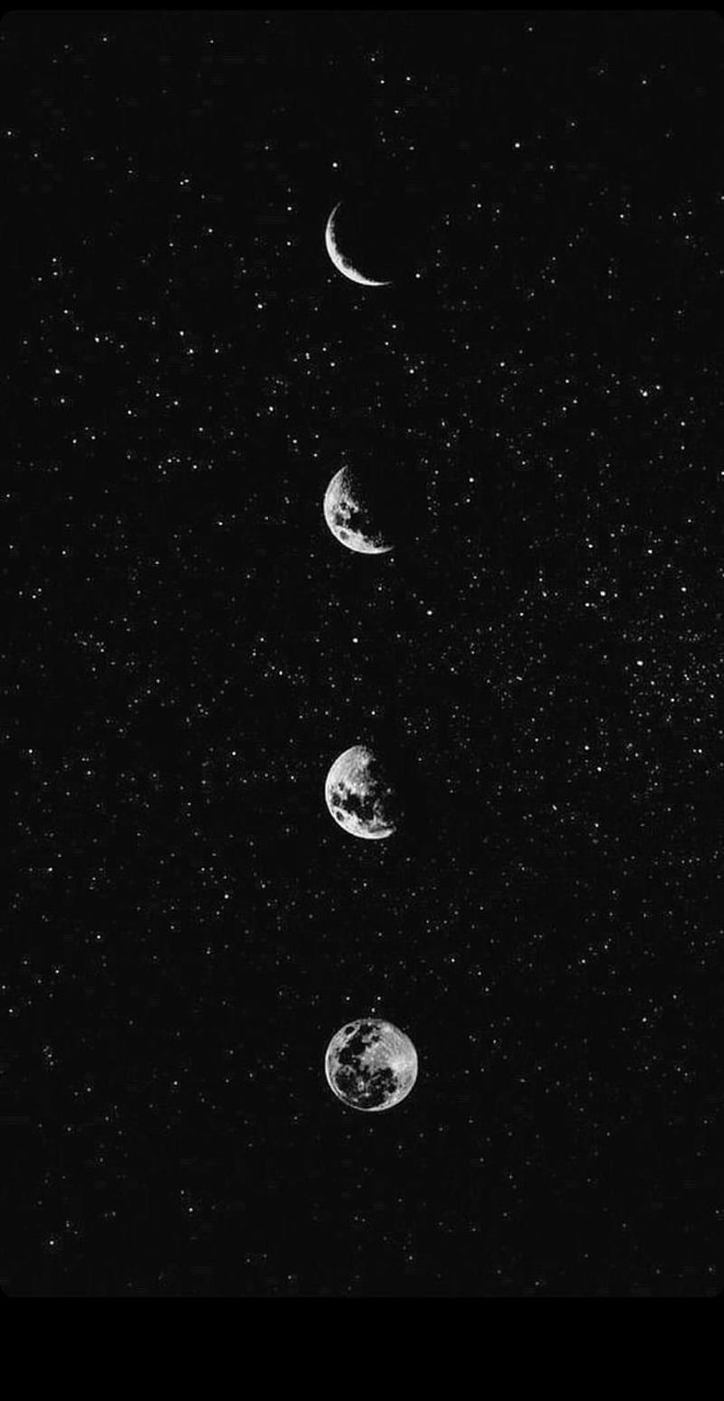 Moonlight, black, estrelas, lua, HD phone wallpaper