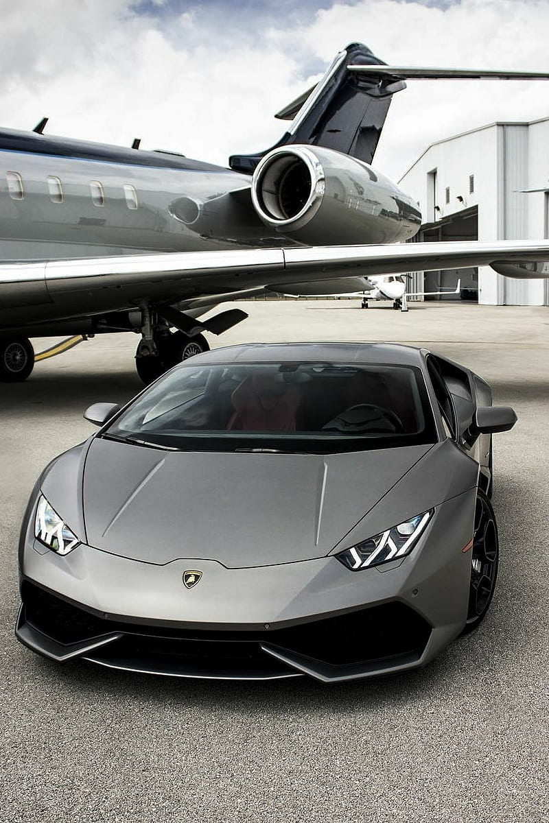 Lambo and Airplane, air, carros, force, plane, sounds, HD phone wallpaper