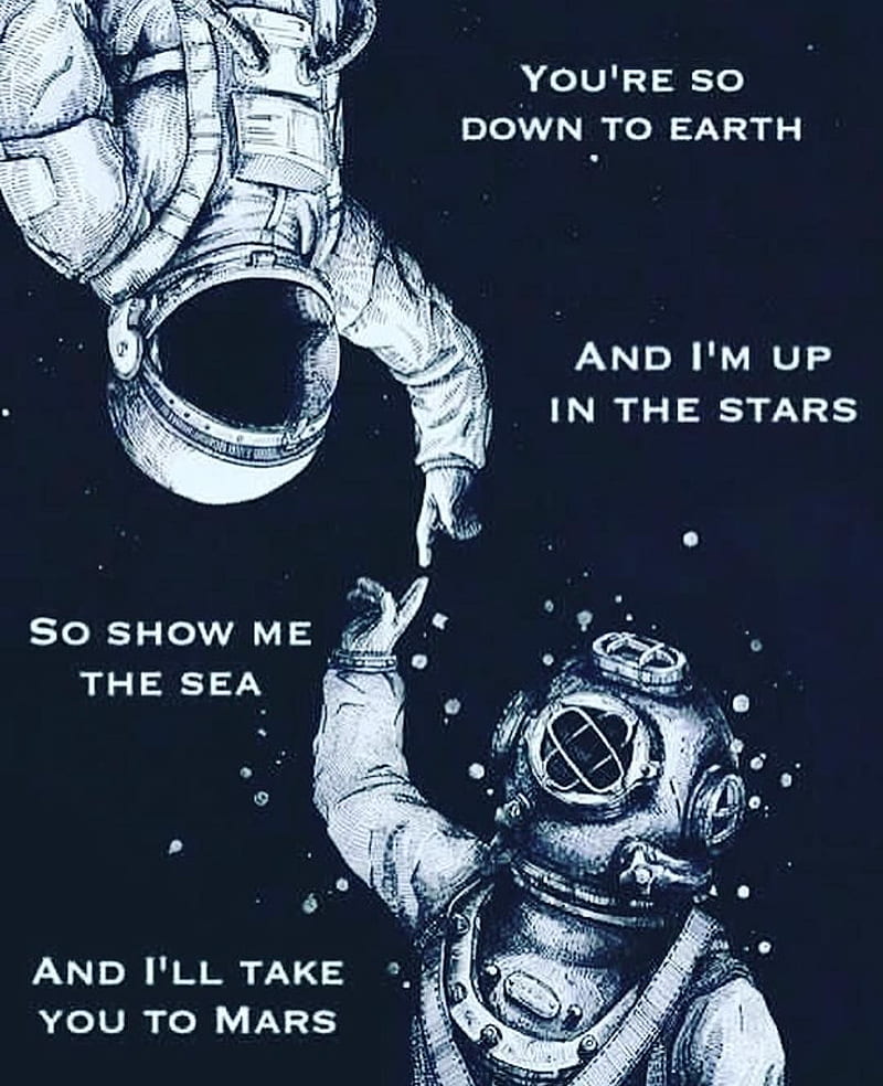 Astronaut and diver, quote, HD phone wallpaper