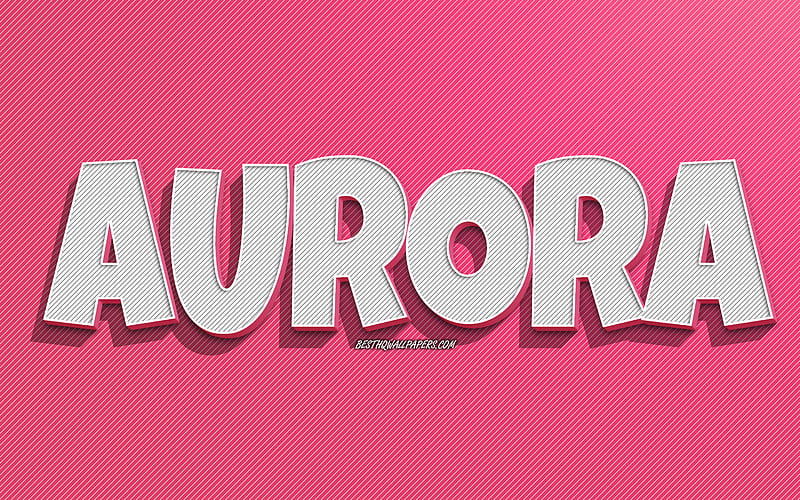 Aurora, pink lines background, with names, Aurora name, female names, Aurora greeting card, line art, with Aurora name, HD wallpaper