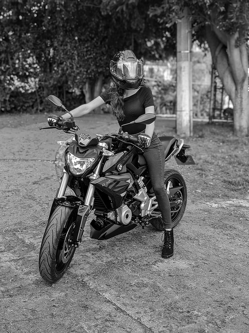 BMW Motorcycle, biker, girl, HD phone wallpaper