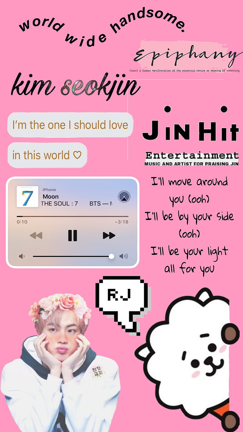 Download BTS Jin Aesthetic Dark White Pink Wallpaper