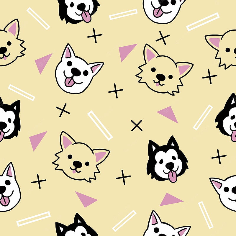 Premium Vector. Cute dog head animal seamless pattern with design cream, HD phone wallpaper