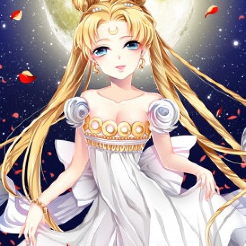 Moon Princess, pretty, cg, yellow, sweet, eauty, serena, nice, anime, royalty, sailor moon, anime girl, long hair, lovely, twintail, gown, blonde, serenity, awesome, white dress, blond, divine, bonito, sublime, twin tail, moon, blossom, tsukino usagi, sailormoon, gorgeous, usagi, female, blonde hair, twintails, usagi tsukino, twin tails, princess serenity, blond hair, tsukino, girl, flower, petals, princess, angelic, HD wallpaper