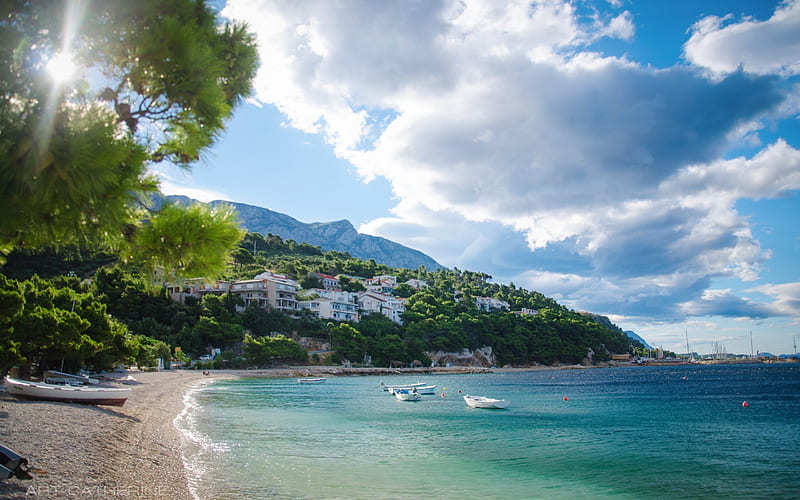 sea, coast, Adriatic Sea, Makarska Riviera, Croatia, holiday in Croatia, HD wallpaper