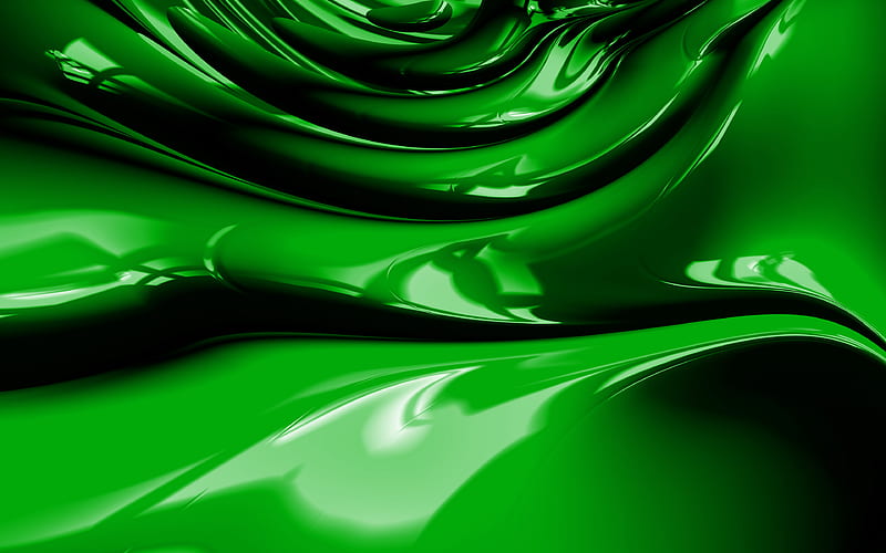green abstract waves, 3D art, abstract art, green wavy background, abstract waves, surface backgrounds, green 3D waves, creative, green backgrounds, waves textures, HD wallpaper