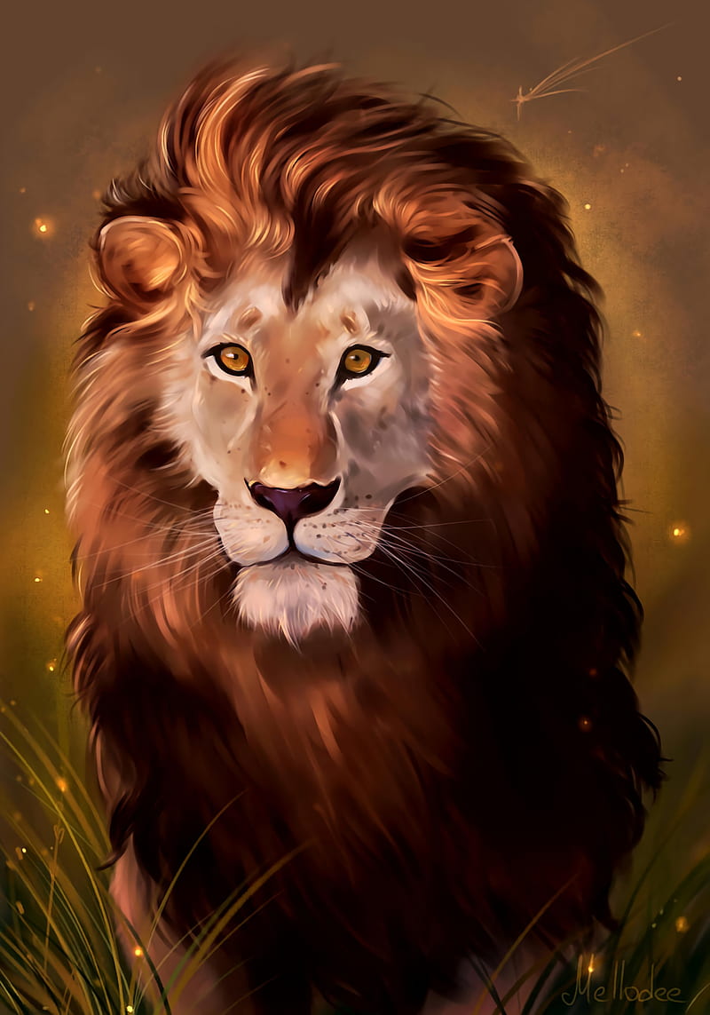 lion, art, predator, glance, king of beasts, HD phone wallpaper