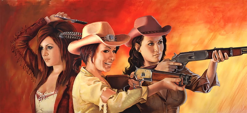 Cowgirls, pretty, Art, Hats, HD wallpaper | Peakpx