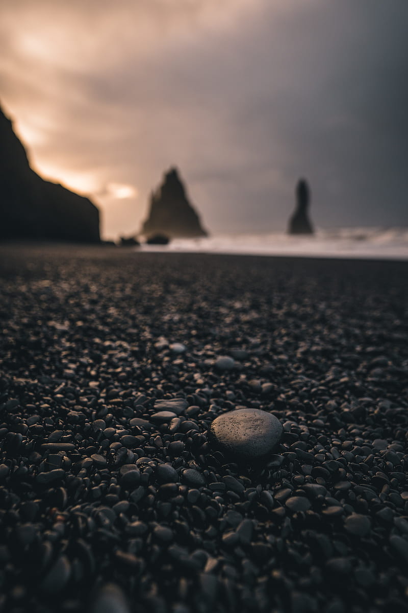 rock, beach, sunset, rocks, HD phone wallpaper