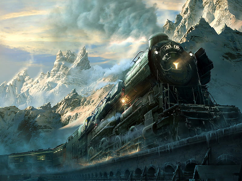 The Last Train to Frozenland!, ze, train, pole, snow, HD wallpaper