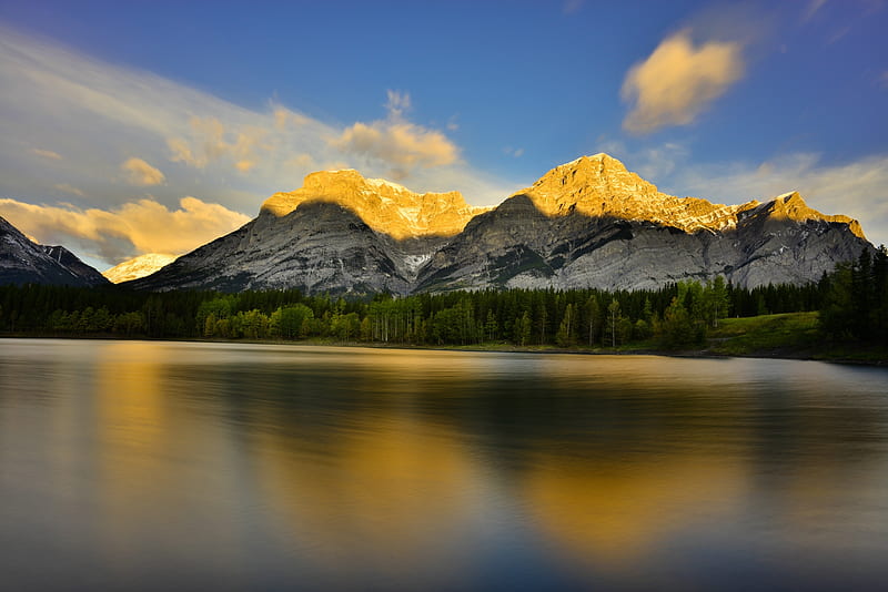 Alberta, Sunrise, Wedge pond, Canada, Rockies, HD wallpaper