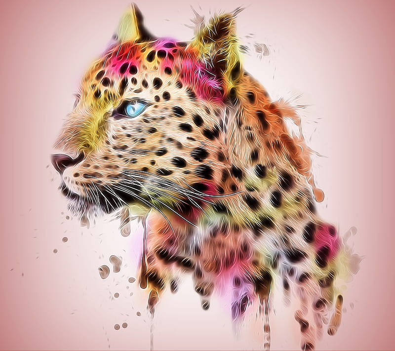 Fractal Tiger, abstract, art, drawing, HD wallpaper
