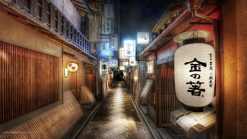 Japan street, japan, street, night, lights, HD wallpaper