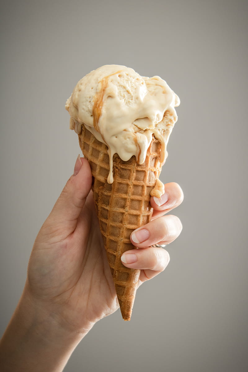 white ice cream on brown cone, HD phone wallpaper