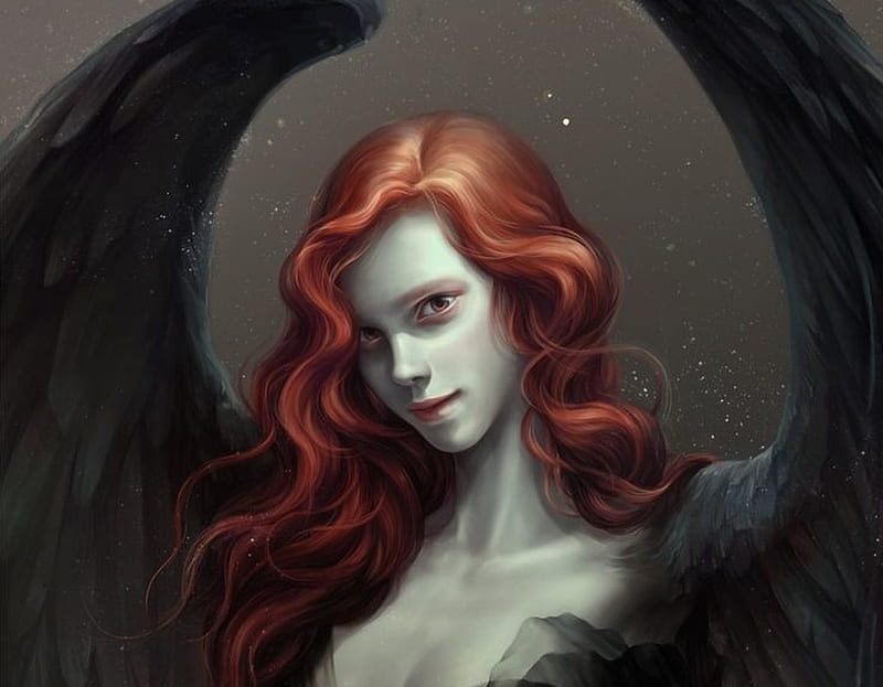 1920x1080px 1080p Free Download Dark Angel Art Wings Redhead