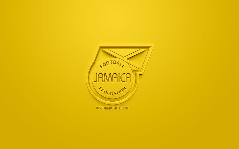 Jamaica national football team, creative 3D logo, yellow background, 3d emblem, Jamaica, CONCACAF, 3d art, football, stylish 3d logo, HD wallpaper