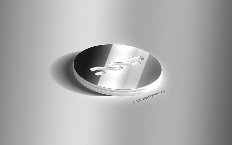 Nxt 3D silver logo, Nxt, cryptocurrency, gray background, Nxt logo, Nxt 3D emblem, metal Nxt 3D logo, HD wallpaper