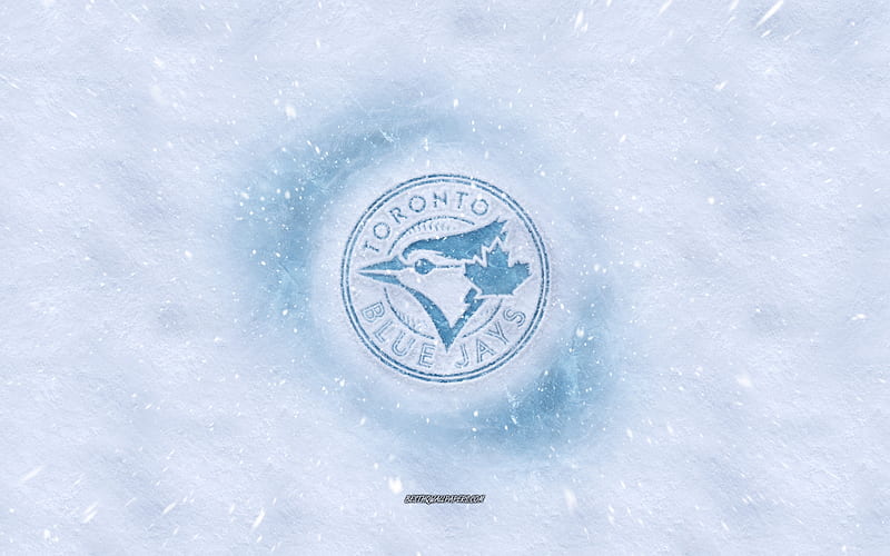 Toronto Blue Jays logo, American baseball club, winter concepts, MLB, Toronto Blue Jays ice logo, snow texture, Toronto, Ontario, Canada, USA, snow background, Toronto Blue Jays, baseball, HD wallpaper