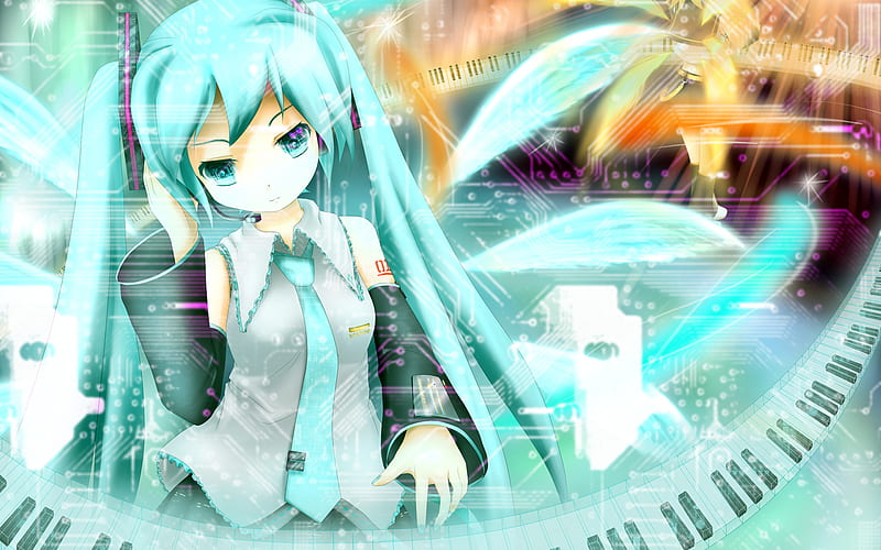 Hatsune_Miku, vocaloid, hatsune, green hair, girl, HD wallpaper | Peakpx