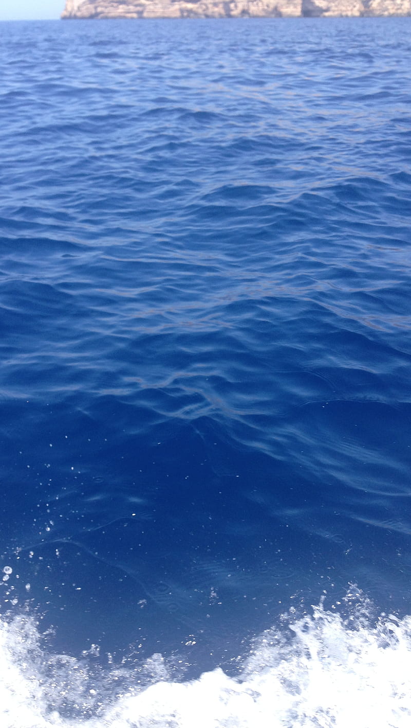 Awesome Blue, blue, boat, gozo, island, malta, mediterranean, sea, waves, HD phone wallpaper