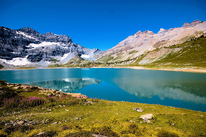Lac de Salanfe, Valais, Switzerland, water, sky, alps, mountains, HD wallpaper