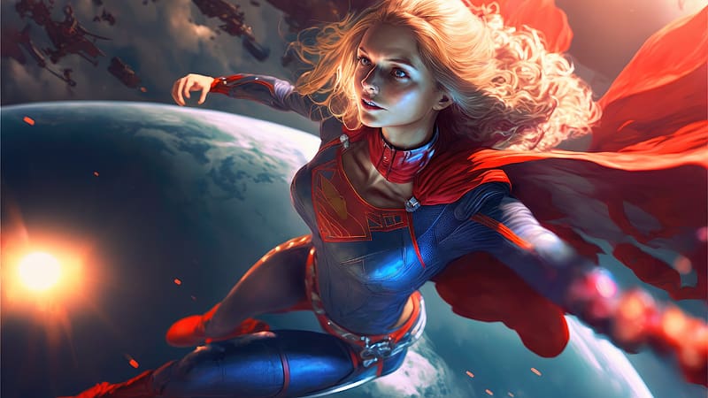 Supergirl Flying In Space, supergirl, superheroes, cosplay, artist, deviantart, HD wallpaper
