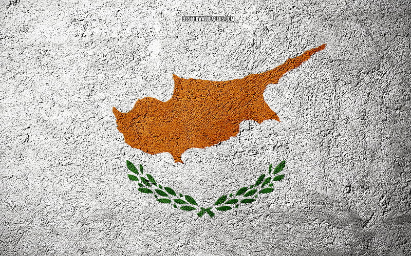 Flag of Cyprus, concrete texture, stone background, Cyprus flag, Europe, Cyprus, flags on stone, HD wallpaper