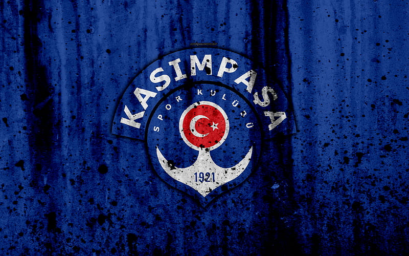 FC Kasimpasa Super Lig, logo, Turkey, soccer, football club, grunge, Kasimpasa, art, stone texture, Kasimpasa FC, HD wallpaper