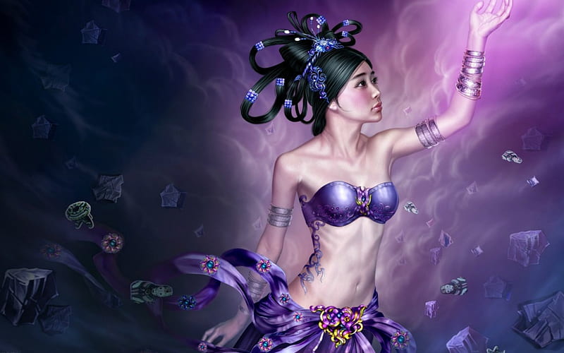 The Creation Of The New World Art Fantasy Purple Girl Tang Yuehui Woman Hd Wallpaper Peakpx