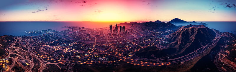 Sky, City, Video Game, Grand Theft Auto, Grand Theft Auto V, Los Santos, HD wallpaper