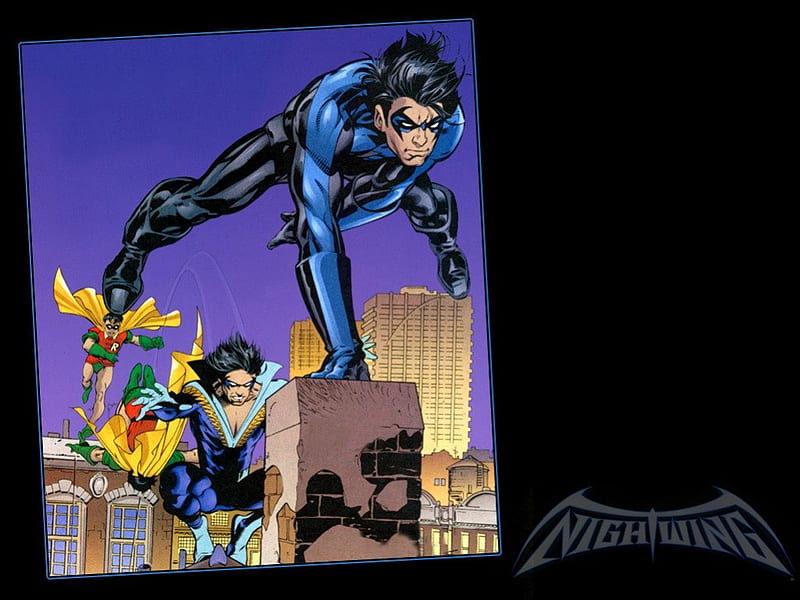 From Robin to Nightwing, dick, greyson, nightwing, grayson, robin, bruce, comics, batman, dc, wing, wayne, night, HD wallpaper