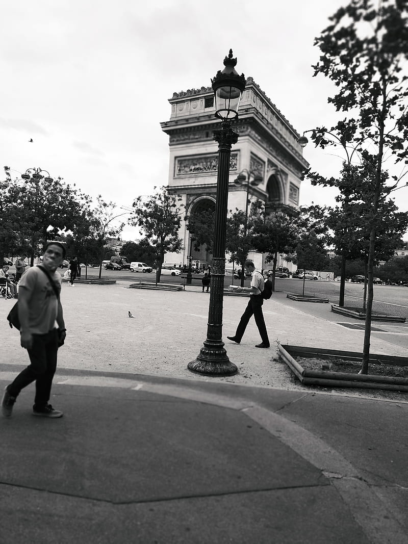 Paris, arc de triomphe, beau, noir et blanc, redmi note 7, HD phone wallpaper