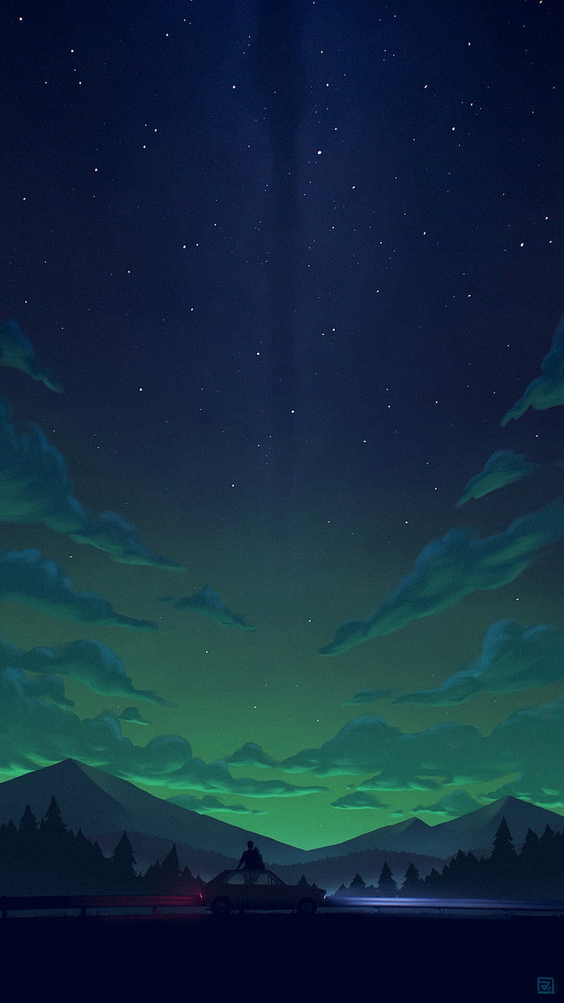 Cold love , android, iphone, land, mountain, mountains, night, one, sky, star, stars, HD phone wallpaper