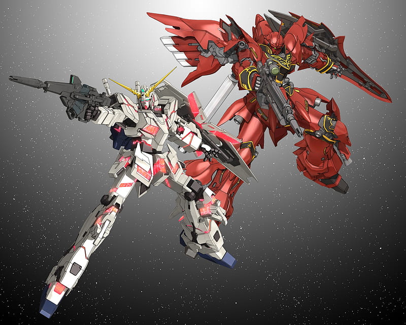 Unicorn Gundam & Sinanju, red, destroy mode, shield, beam rifle, gundam  unicorn, HD wallpaper | Peakpx