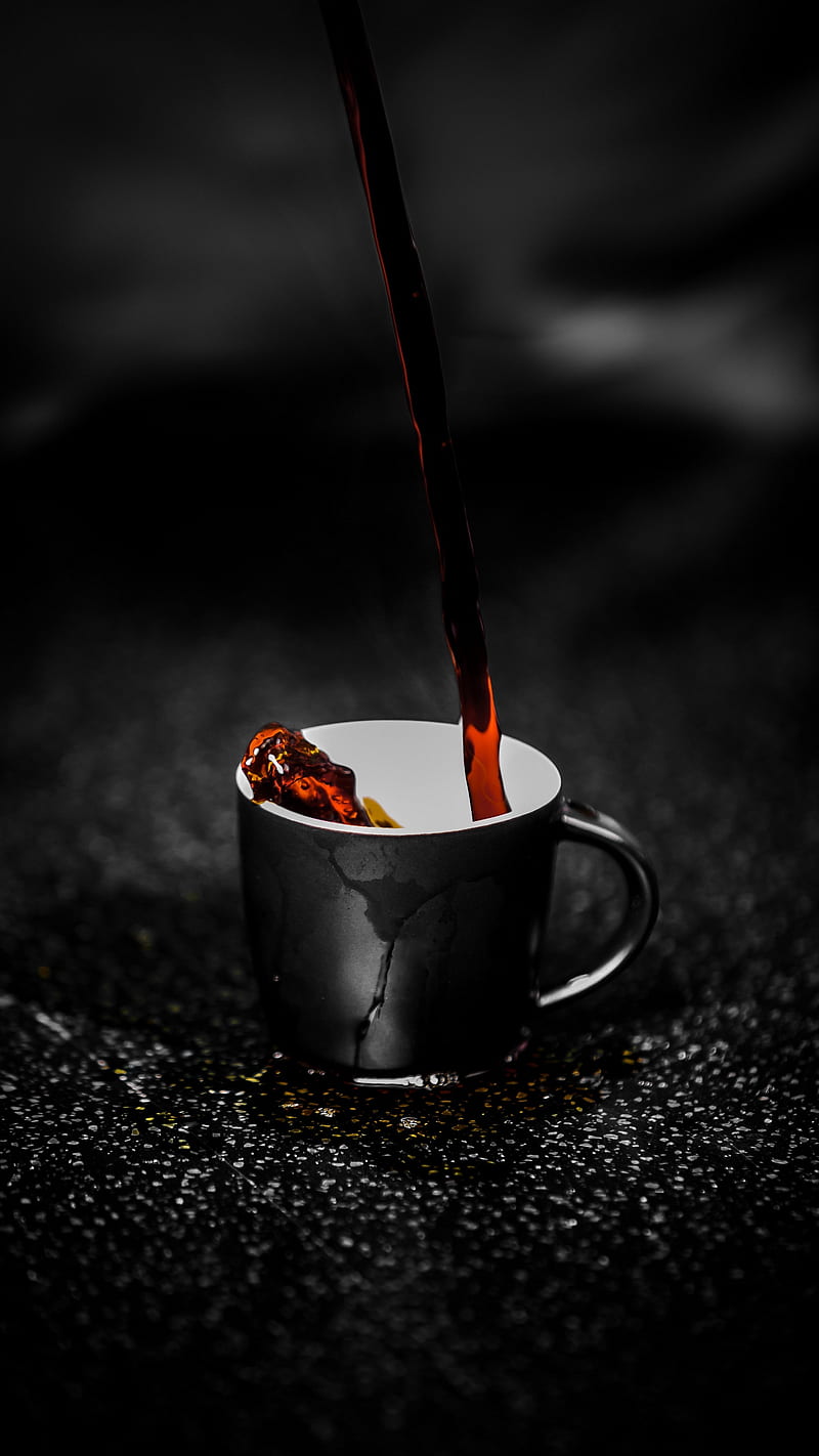 Black Tea , drops, spray, cup, black tea, dark, HD phone wallpaper