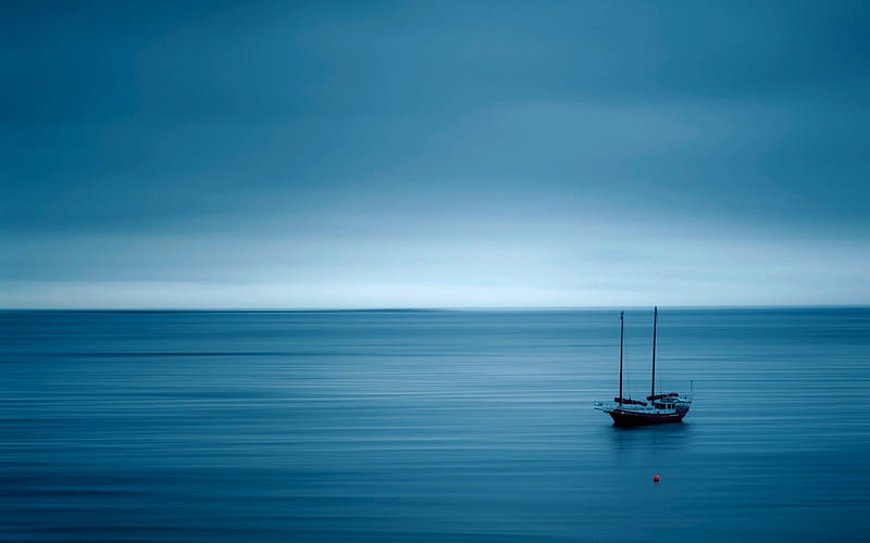 THE CALM SEA, rest, boat, calm, sea, HD wallpaper
