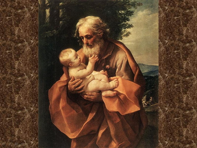 Joseph and Baby Jesus, saint joseph, christianity, jesus christ, religion, god, HD wallpaper