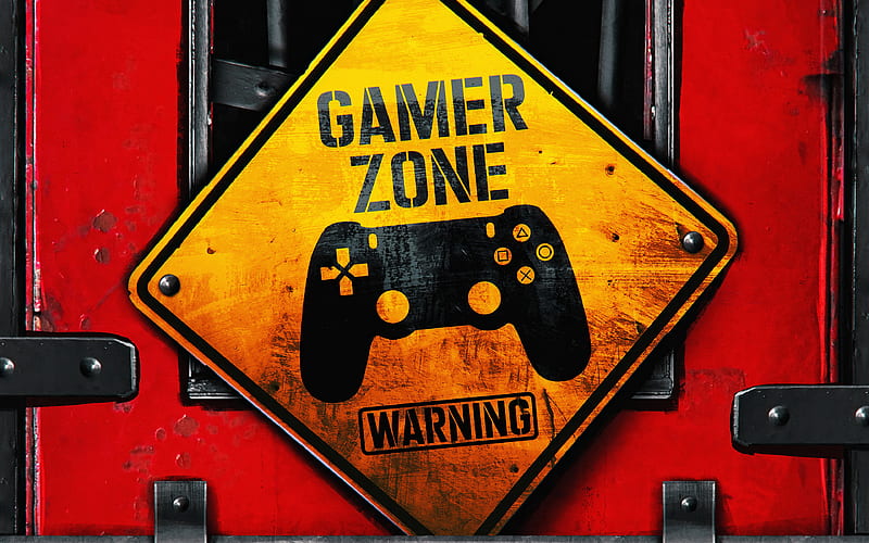 Gamer Zone, creative, warning sign, artwork, HD wallpaper