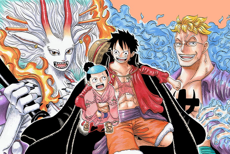 One Piece, Kozuki Momonosuke , Marco (One Piece) , Monkey D. Luffy , Yamato (One Piece), HD wallpaper