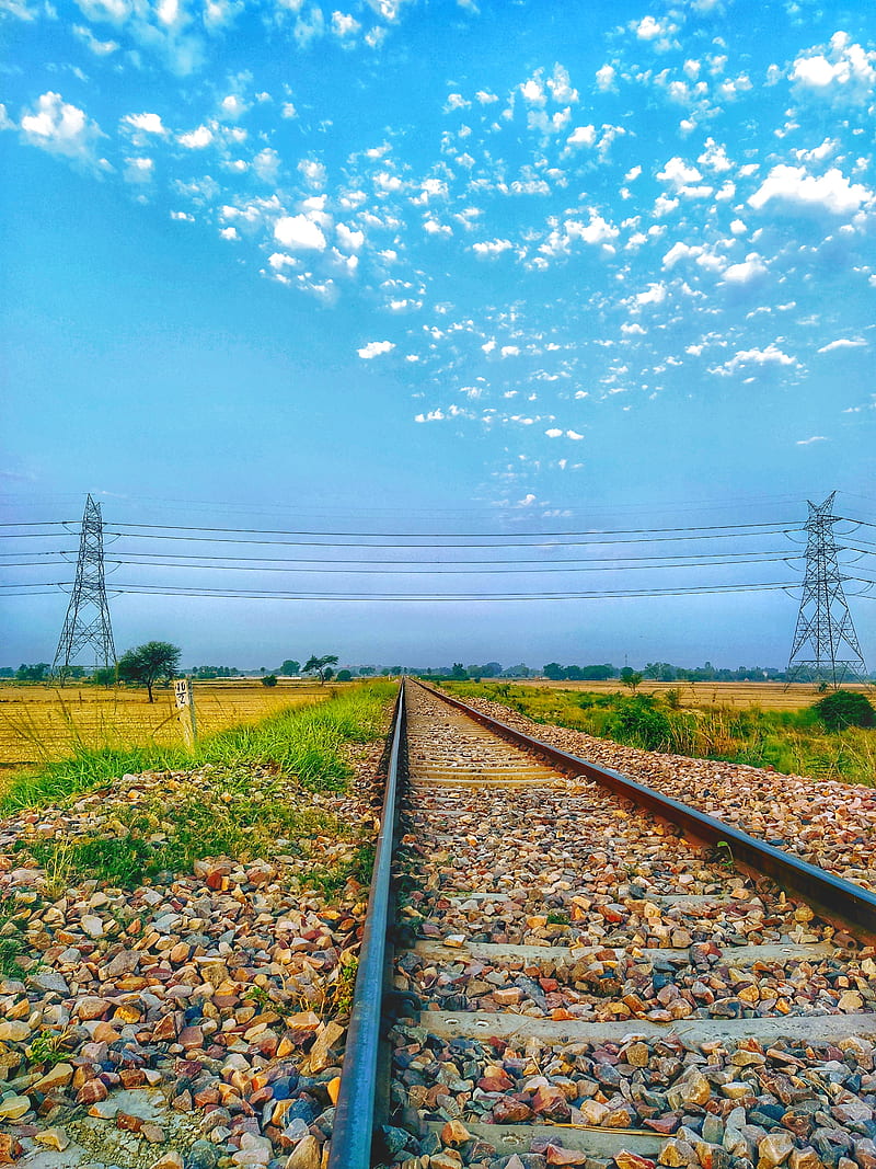 Rail Track, awesome, bonito, colourful, green, line, nature, railway, train, HD phone wallpaper