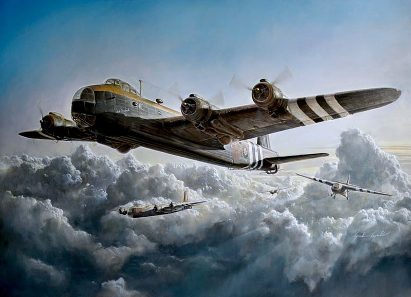 Short Stirling Artwork, History Art, War Art, Short Stirling, World War Two, British Aircraft, HD wallpaper
