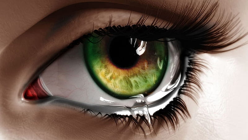 Watery Eye Green Yellow Pupil Sad, HD wallpaper