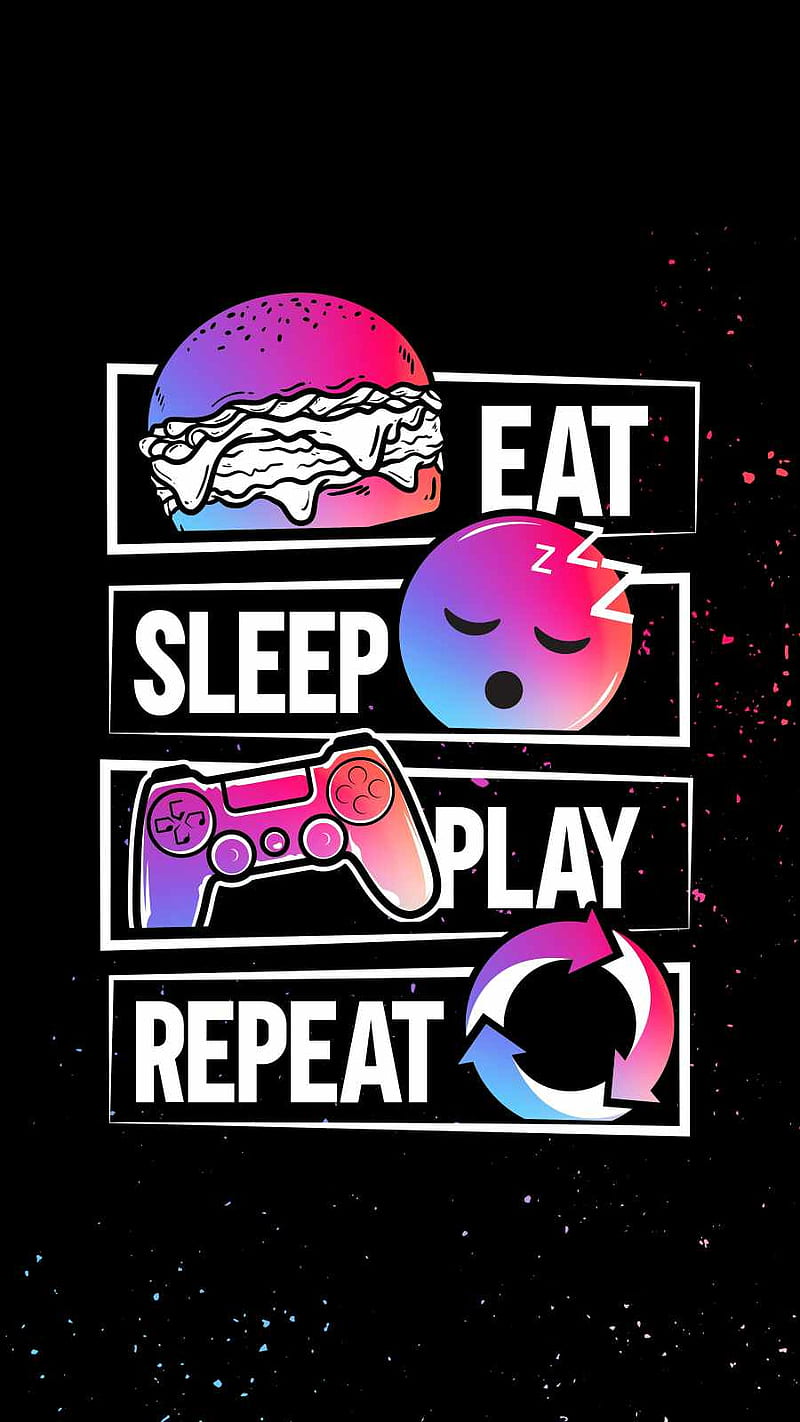 Eat Sleep Play Repeat IPhone - IPhone : iPhone in 2022. Game iphone, iPhone lights, Cool cartoon, HD phone wallpaper