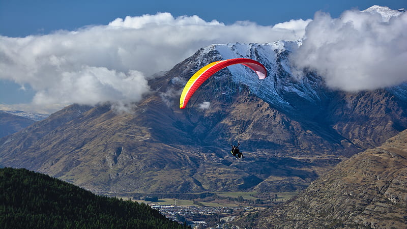 Sports, Landscape, Mountain, Paragliding, Paraglider, Tandem, HD wallpaper