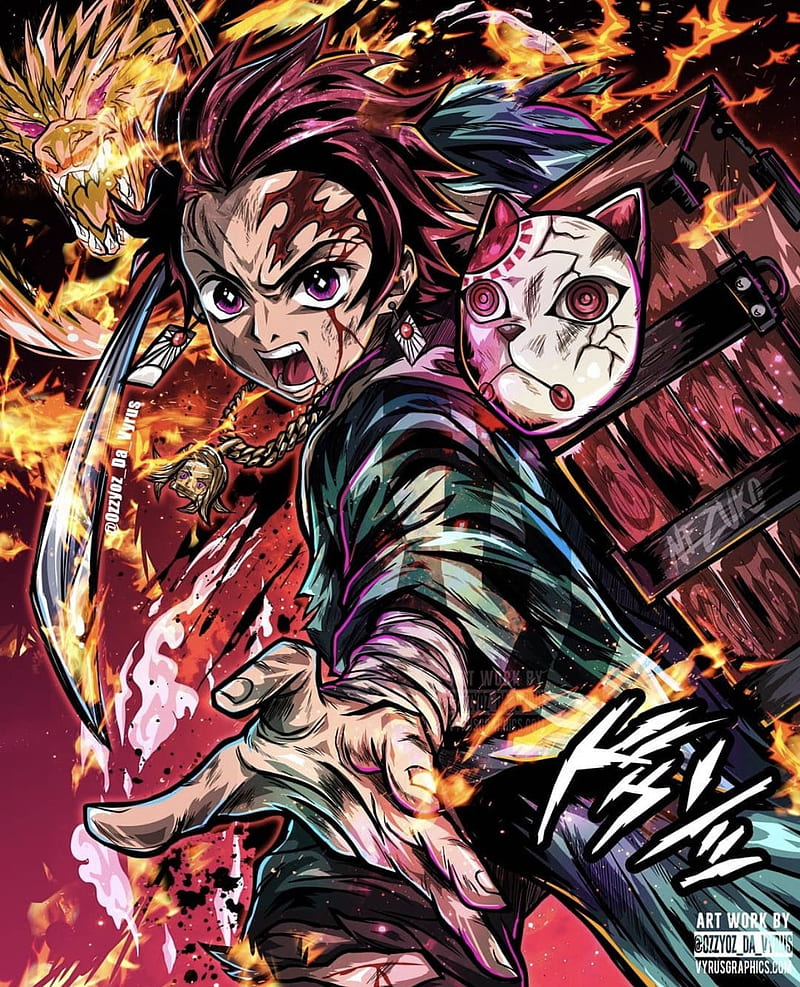 Tanjiro , fighting demons, never live again demons, HD phone wallpaper