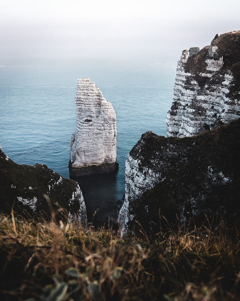sea, cliffs, cliff, landscape, nature, HD phone wallpaper