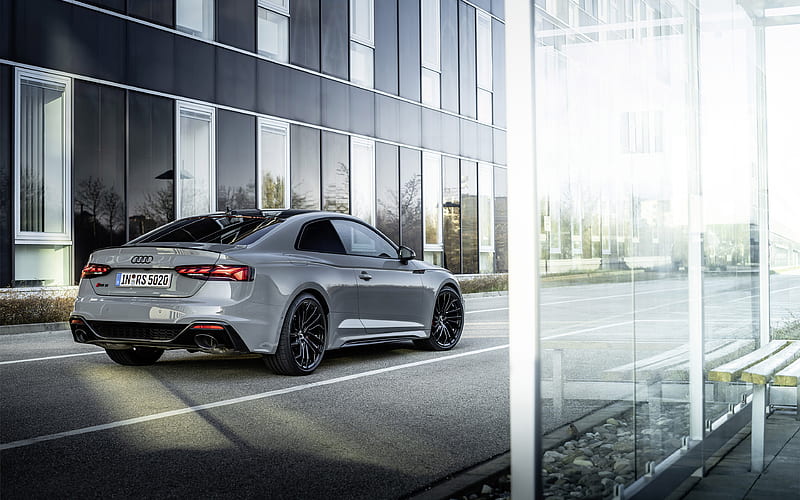 Audi RS5 Coupe, 2020, rear view, exterior, gray coupe, new gray RS5 Coupe, german cars, Audi, HD wallpaper